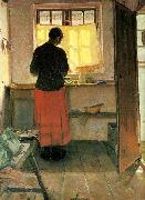 Anna Ancher pigen i kokkenet Sweden oil painting artist